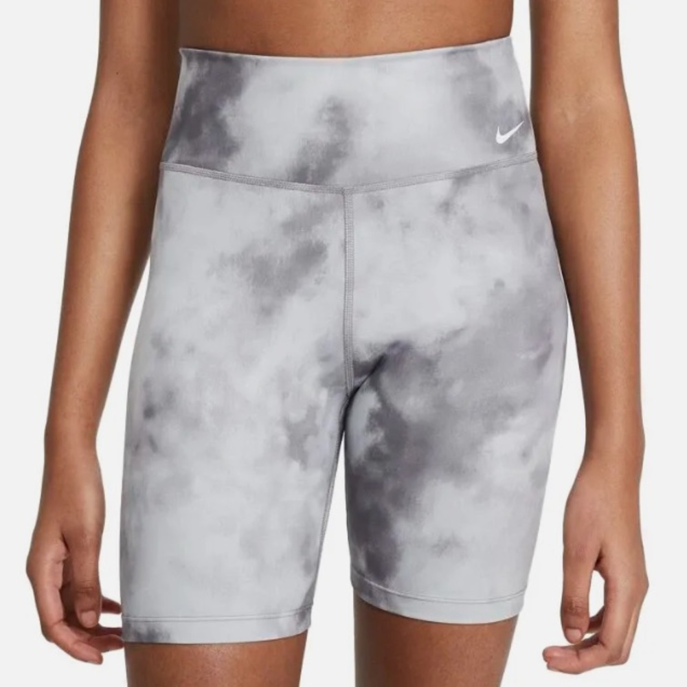 NWOT Small Nike One Icon Clash 7" Bike Cycling Shorts Women's Smoke Grey White